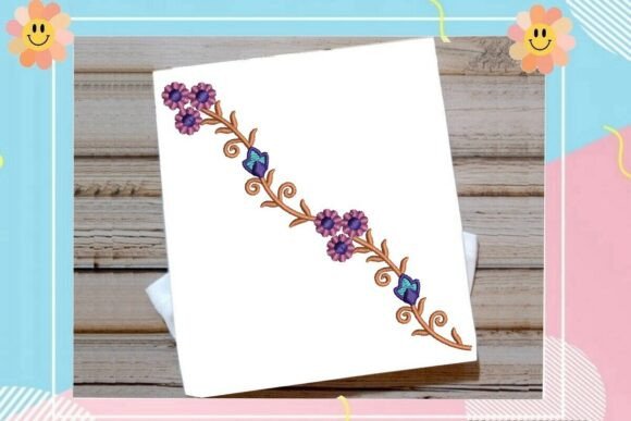 Berry Cluster Vine Border: Rustic Charm in Embroidery Design