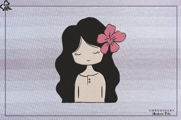 Dreamy Girl with Hibiscus Flower Embroid
