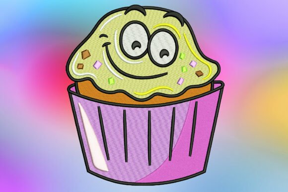 Goofy Pistachio Lime Cupcake Embroidery Design