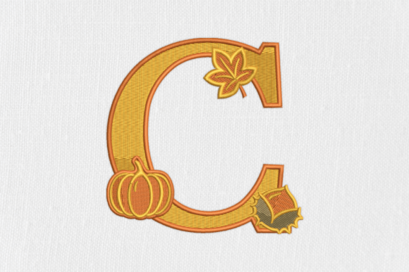 Letter C Autumn Monogram: A Seasonal Embroidery Gem