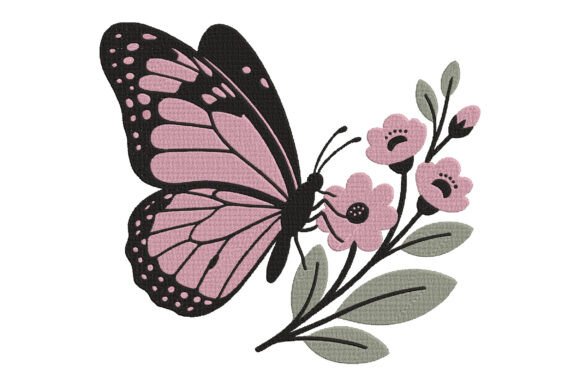 Pink Butterfly with Flowers Embroidery Review