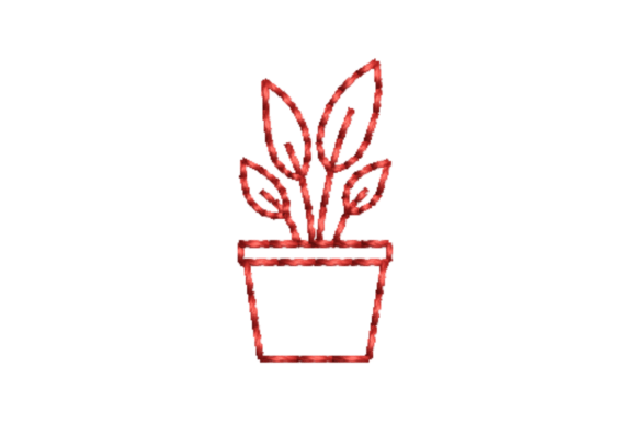 Plant Outline Redwork for Boutique Apparel