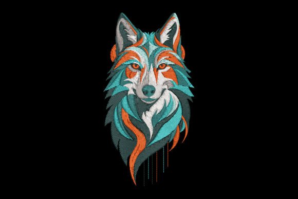 Review: Colorful Wolf Head Embroidery Design