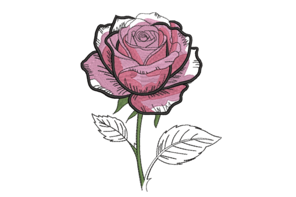Sketched Pink Rose: A Versatile Embroidery Design for Holiday Crafting