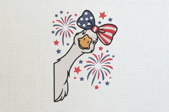 The Patriotic Goose: A Charming Embroidery Design for Handmade Gifts